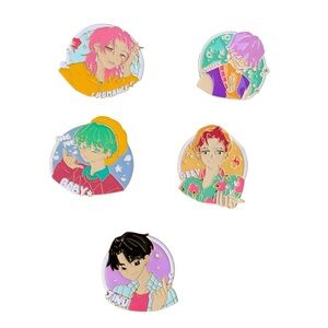 Saja Boys Anime Character Enamel Hair Pin Set of 5 Kids Accessories